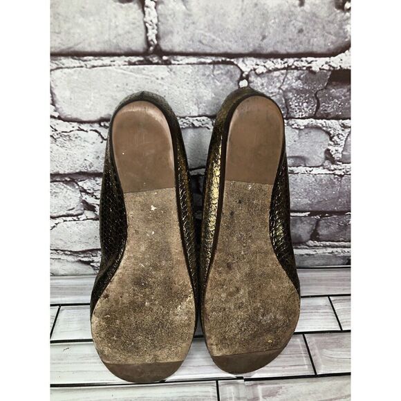 Lanvin Paris Gold Metallic Leather Snake Skin Print Ballet Flats Women Sz 39EU/8 - Picture 14 of 16